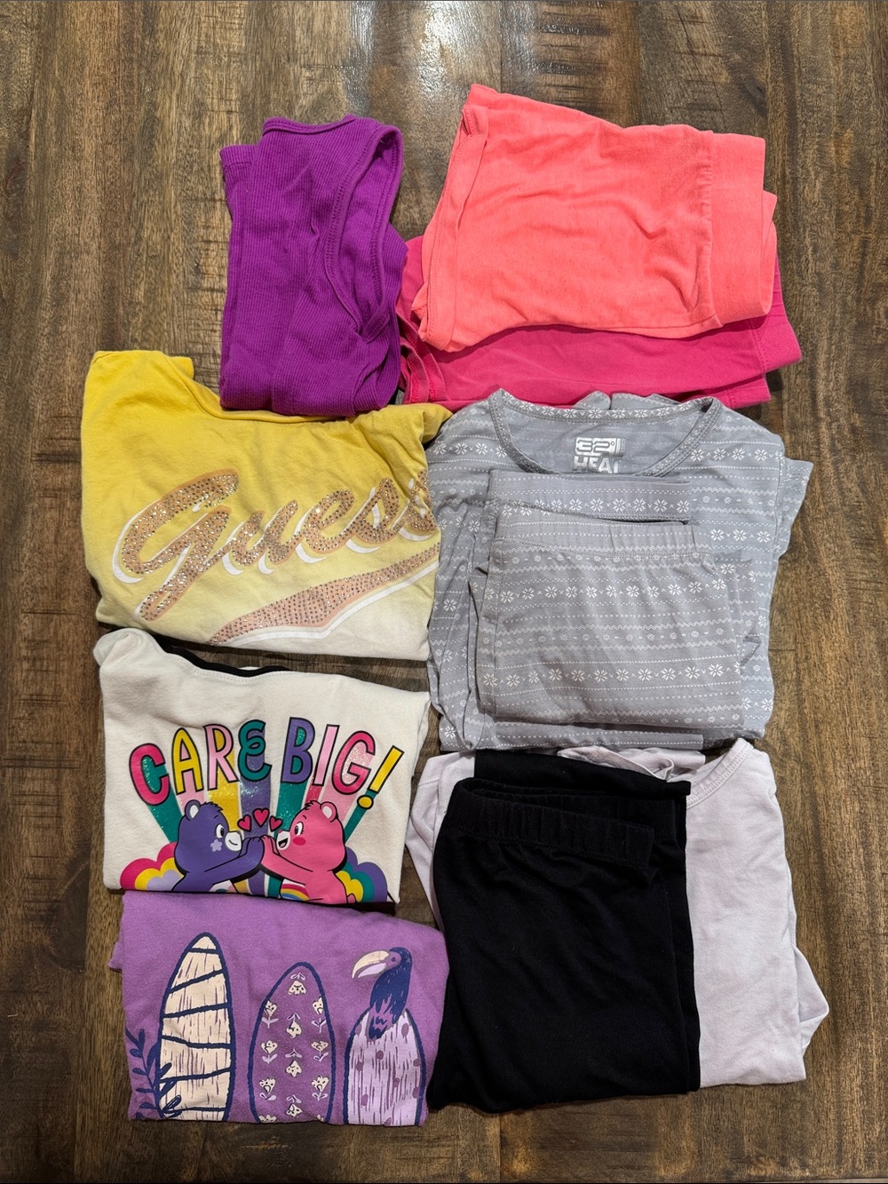 Lot of girls 6-7. Guess Yellow Glitter Logo Tee with Assorted Colorful Kids Tops
